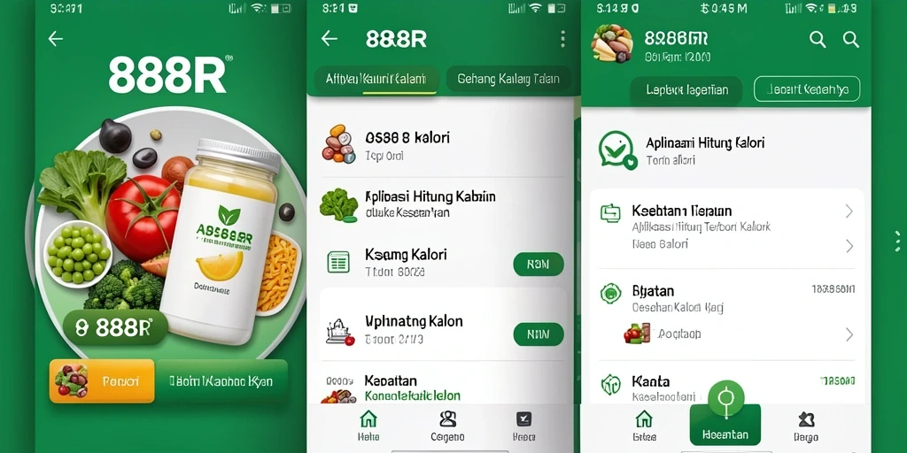 Tampilan antarmuka aplikasi Hitung Kalori 888R yang user-friendly.