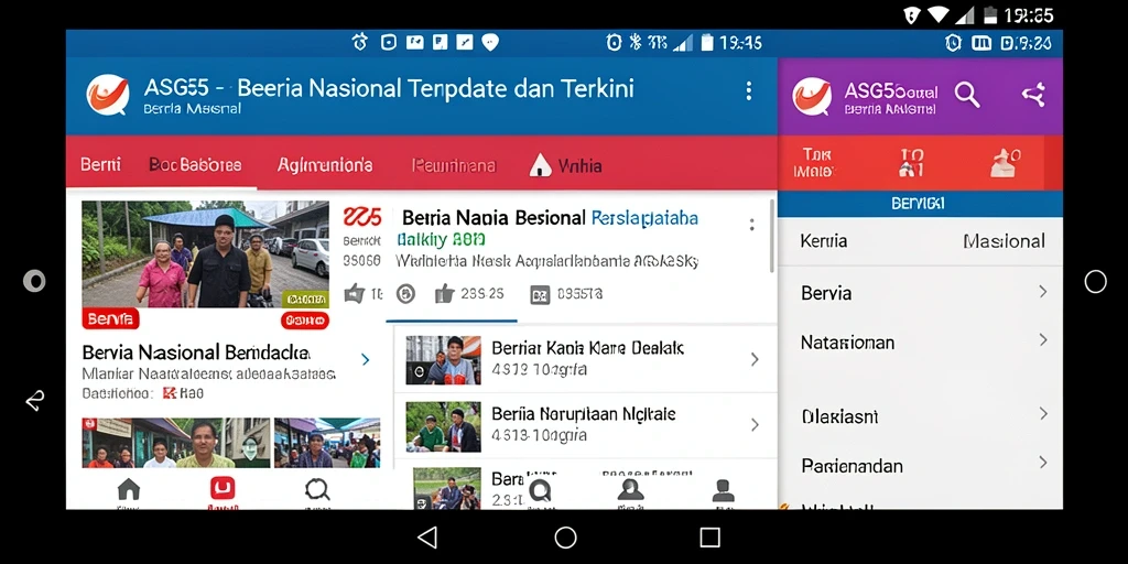 Tampilan antarmuka utama ASG55 yang menampilkan berita nasional.