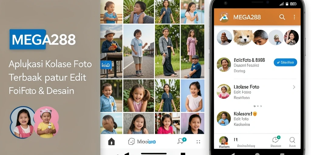 Tampilan antarmuka aplikasi MEGA288 saat membuat kolase foto.