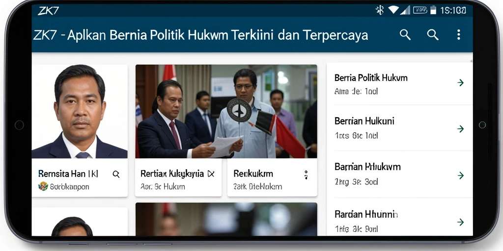 Antarmuka ZK7 menampilkan berita politik dan hukum secara menarik.